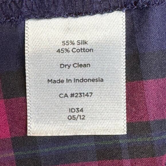 Talbots Surplice Neckline Silk Blend Blouse Top Pink Black Plaid Women Size 16 - Picture 9 of 9